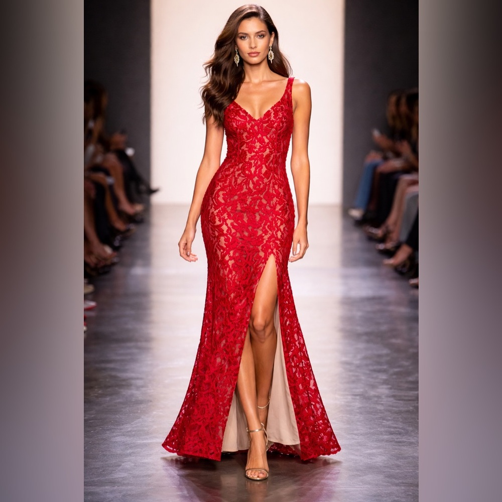 NWT BCBGeneration Red Lace Gown – Amarante